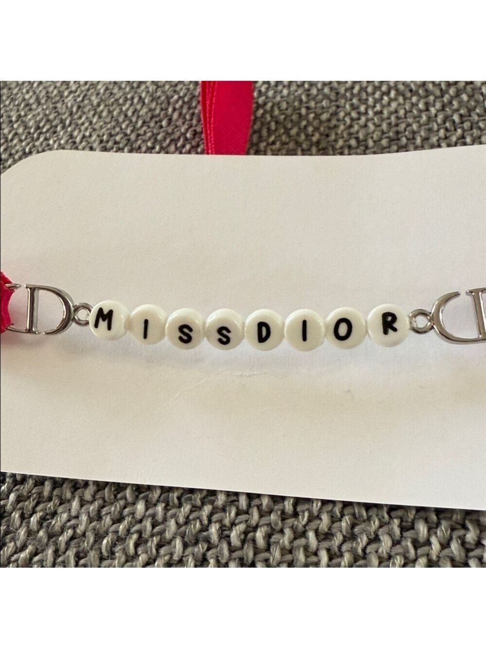 Dior Miss Dior Bracelet Pink Ribbon White Beads - Picture 9 of 11